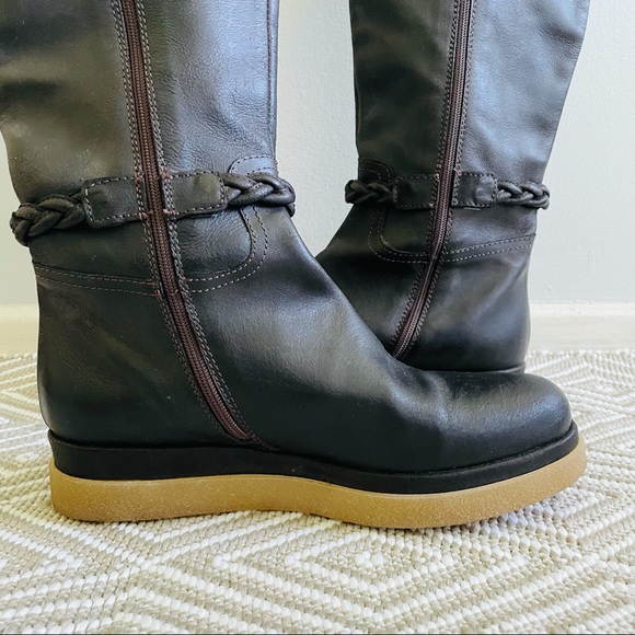 Anthro Miss Albright Leather Braided Knee Boots - Picture 6 of 11